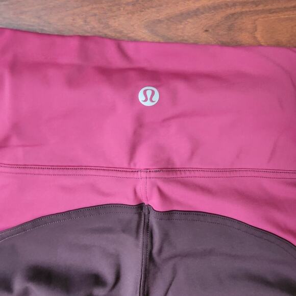 LULULEMON CRANBERRY BROWN COLORBLOCK LEGGING SIZE 12 - Picture 3 of 8